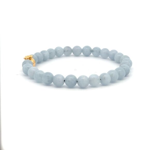 18K Gold Money Bag Lucky Charm Bracelet Gemstones Aquamarine All Sizes - Picture 4 of 9